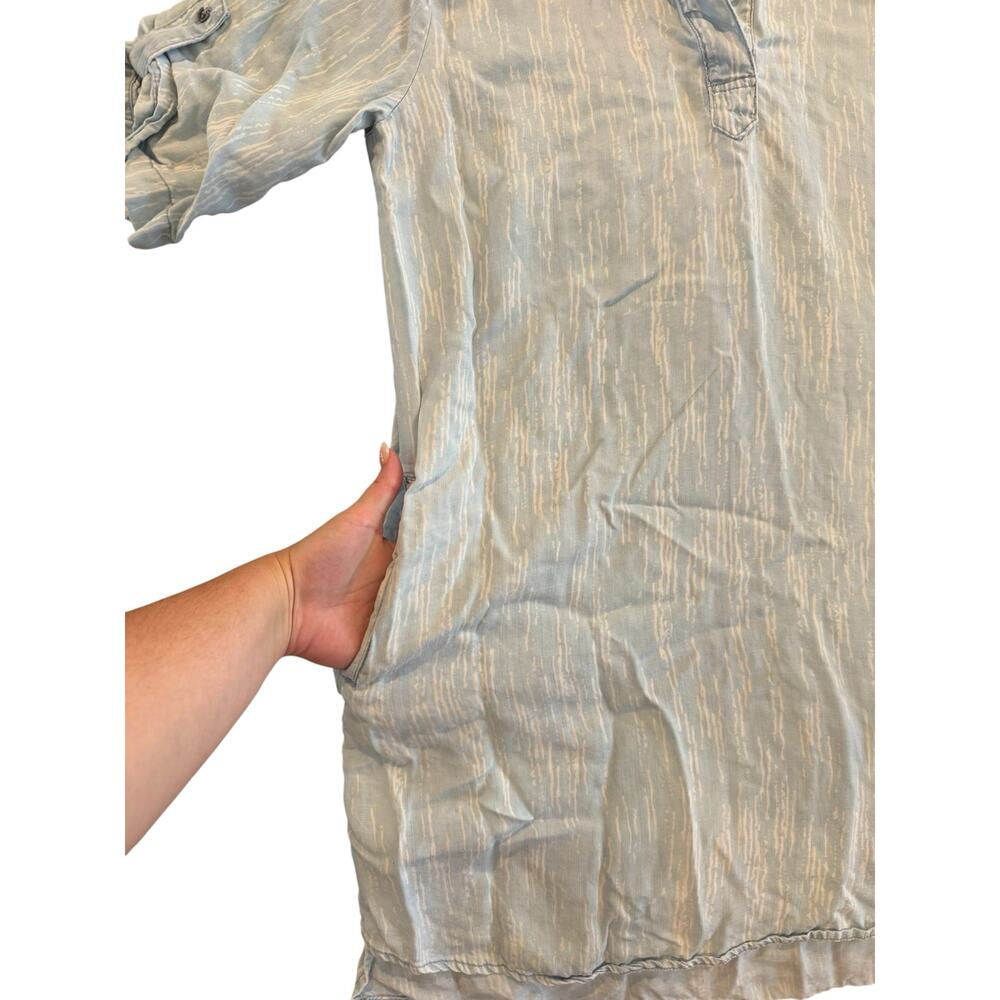 Philosophy Light Blue Tencel Tunic Top L Roll Tab Sleeve Popover Dress - Picture 4 of 11